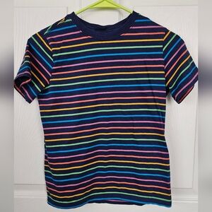 Hanna Andersson Boy's Size 10 Navy Colorful Stripe T-Shirt 140cm